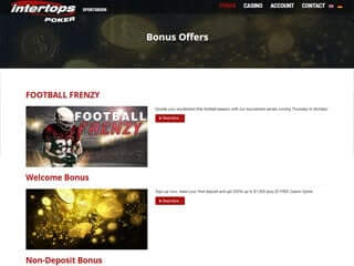 Intertops poker screenshot promotions page